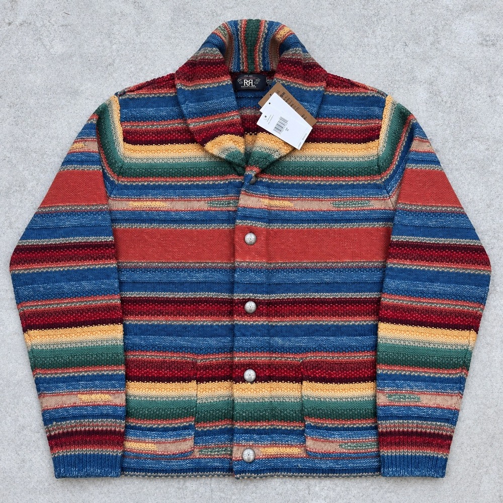 RRL Ralph Lauren Southwestern Inspired Cotton Linen Wool Cardigan XL RARE NWT